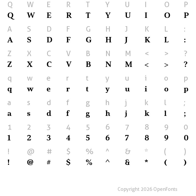 Character Map of Solitas Serif Ext ExBold