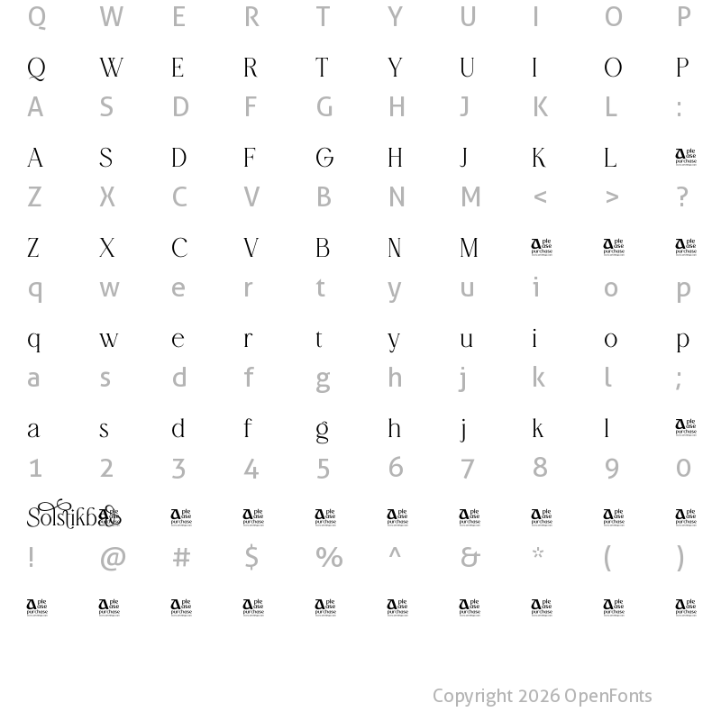 Character Map of Solstikba Regular