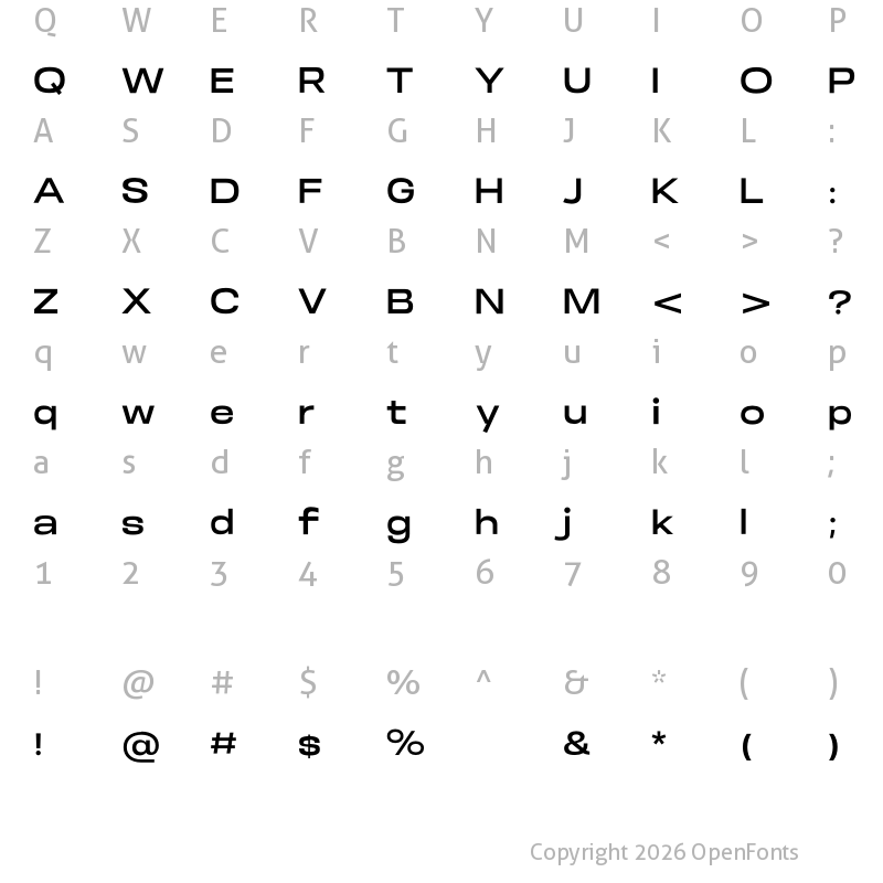 Character Map of Somar Sans Bold Expanded