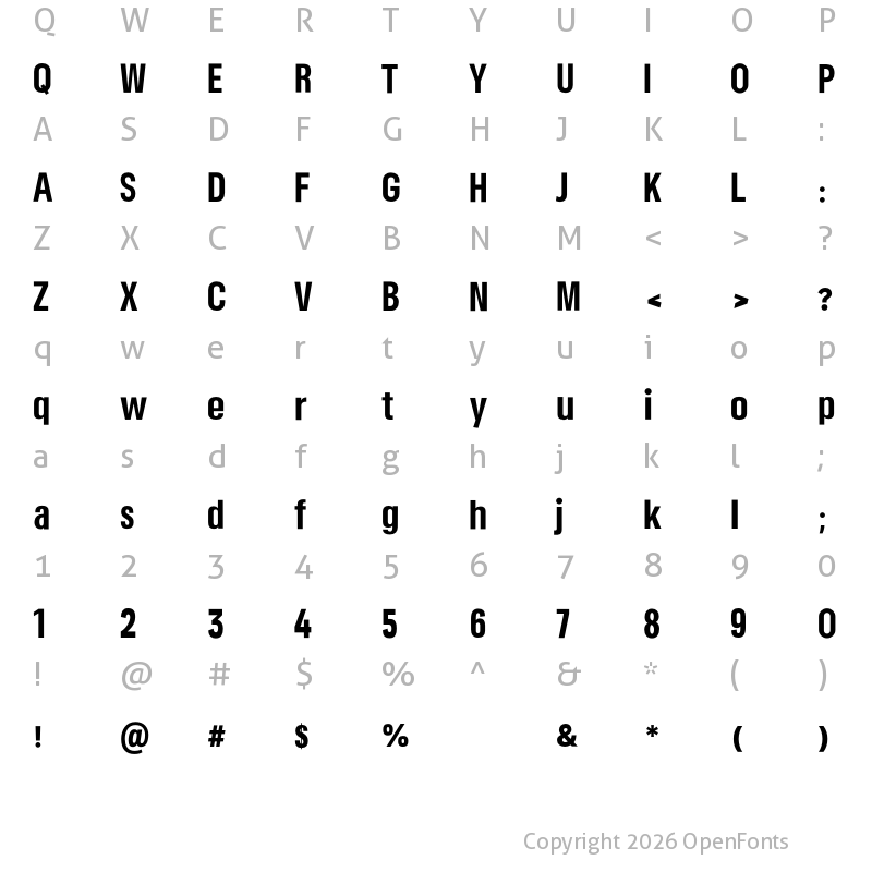 Character Map of Somar Sans ExtraBold Condensed