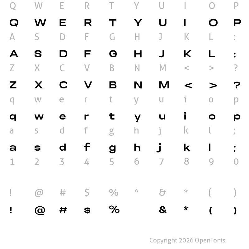 Character Map of Somar Sans ExtraBold Expanded