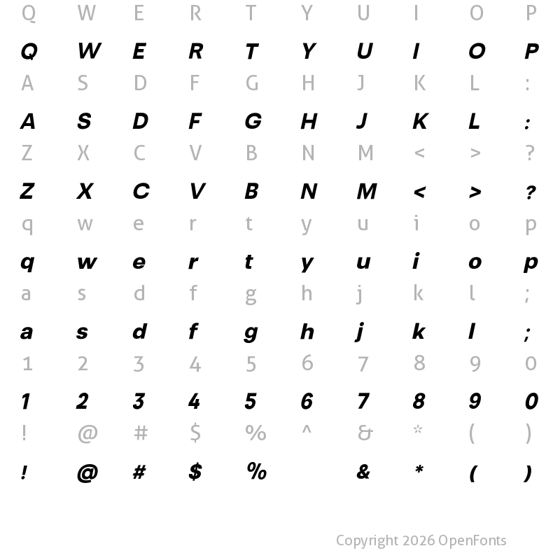 Character Map of Somar Sans ExtraBold Italic