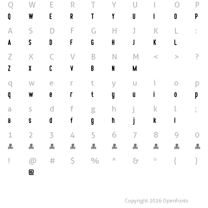 Character Map of Somber Sans Demo Regular