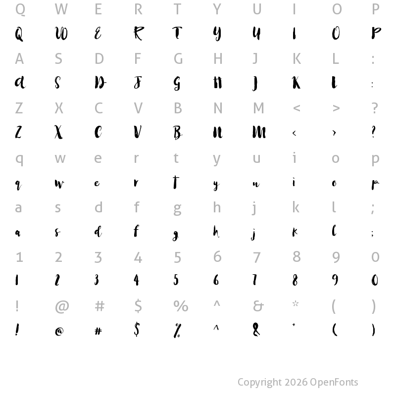 Character Map of Somersault Regular
