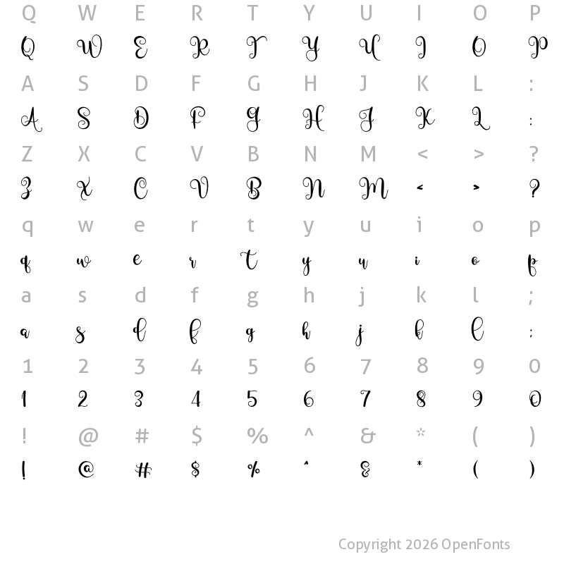 Character Map of Something Cherish Regular