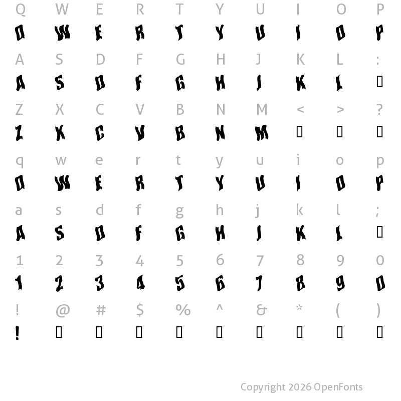 Character Map of SomewhereInSpace Regular