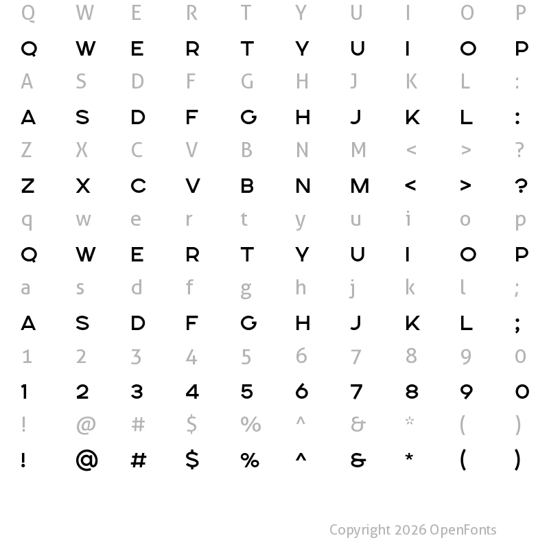 Character Map of SONGER SemiExpanded Medium