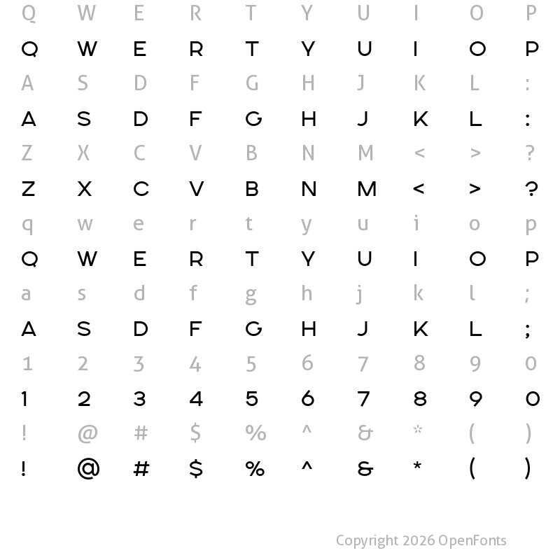 Character Map of SONGER SemiExpanded Regular