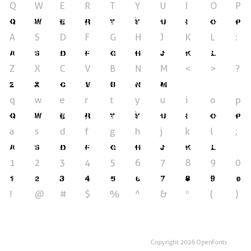 Character Map of soot break Regular