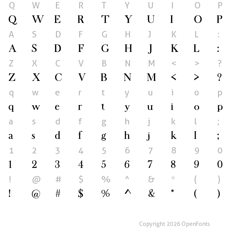 Character Map of Sophia Bold