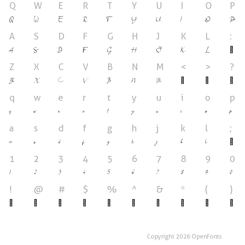 Character Map of Sorekoe Personal Use Regular