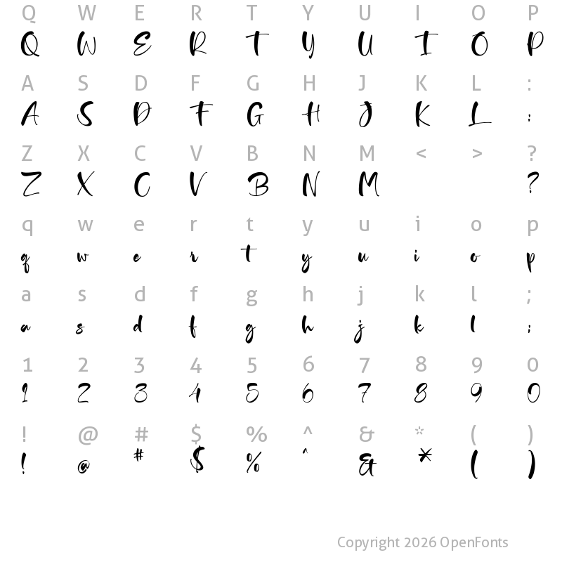 Character Map of Soulmate Regular