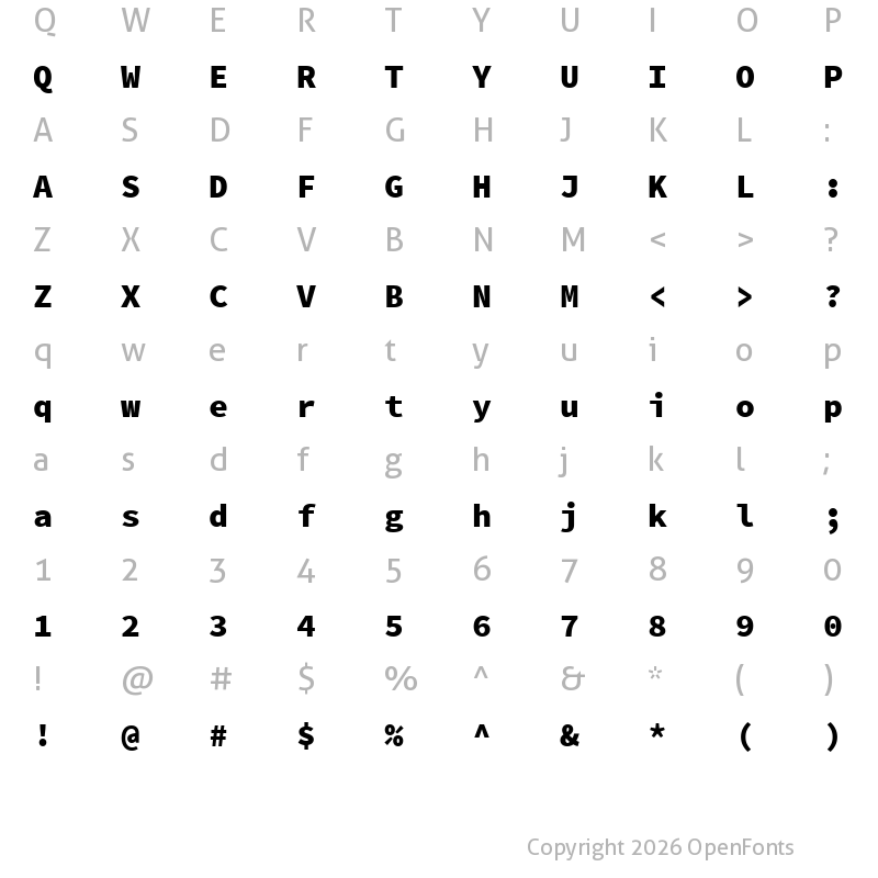 Character Map of Source Code Pro Black