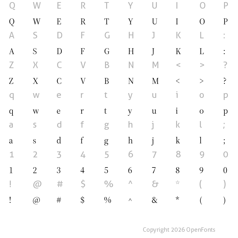 Character Map of Source Serif 4 Display Regular