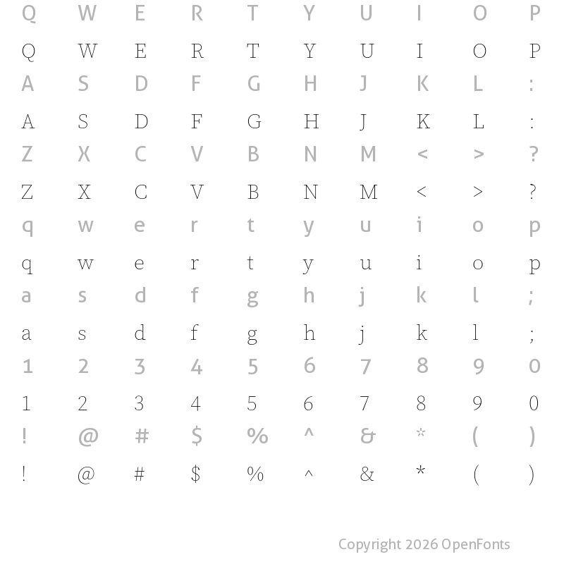 Character Map of Source Serif 4 ExtraLight