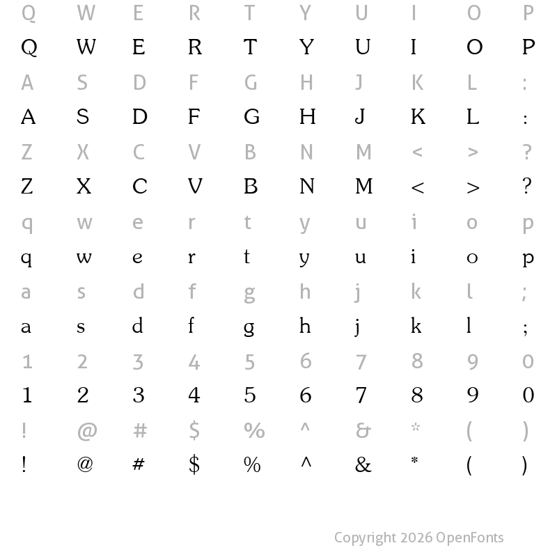 Character Map of Souvenir Regular