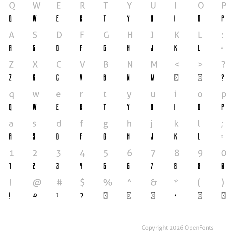 Character Map of SovietLeague Regular