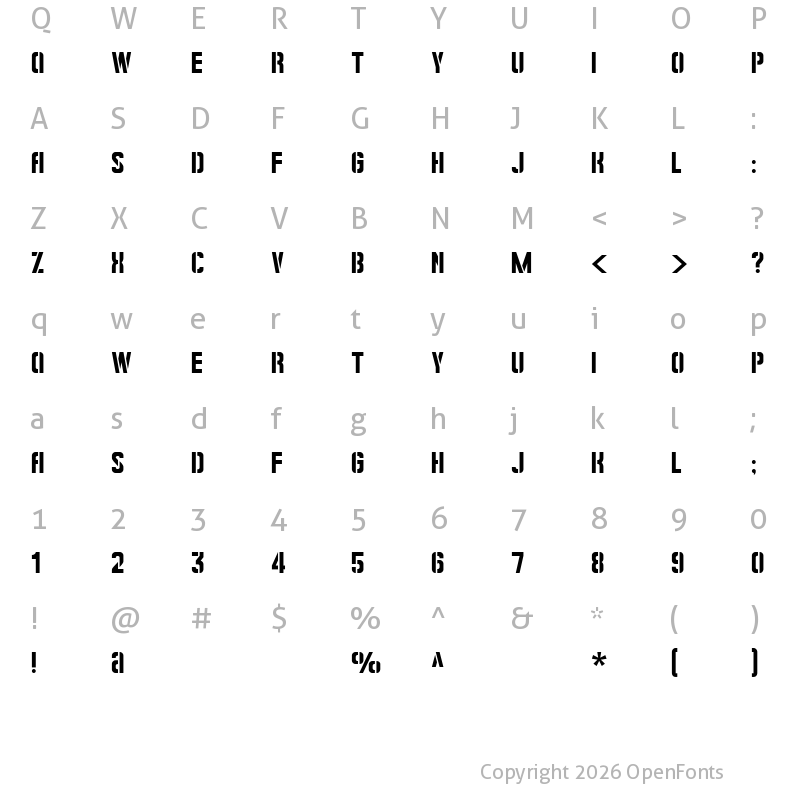 Character Map of Sowjetschablone Regular