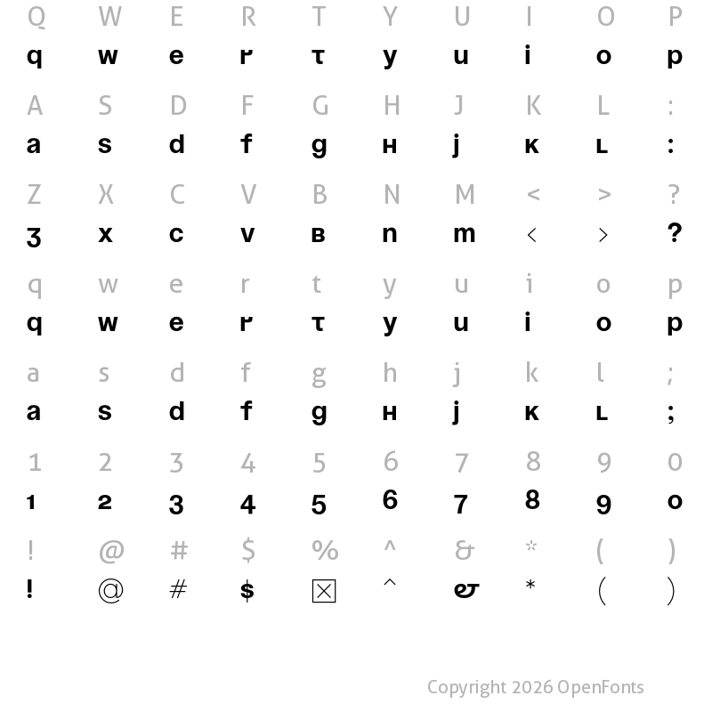 Character Map of Soyuz Grotesk Bold