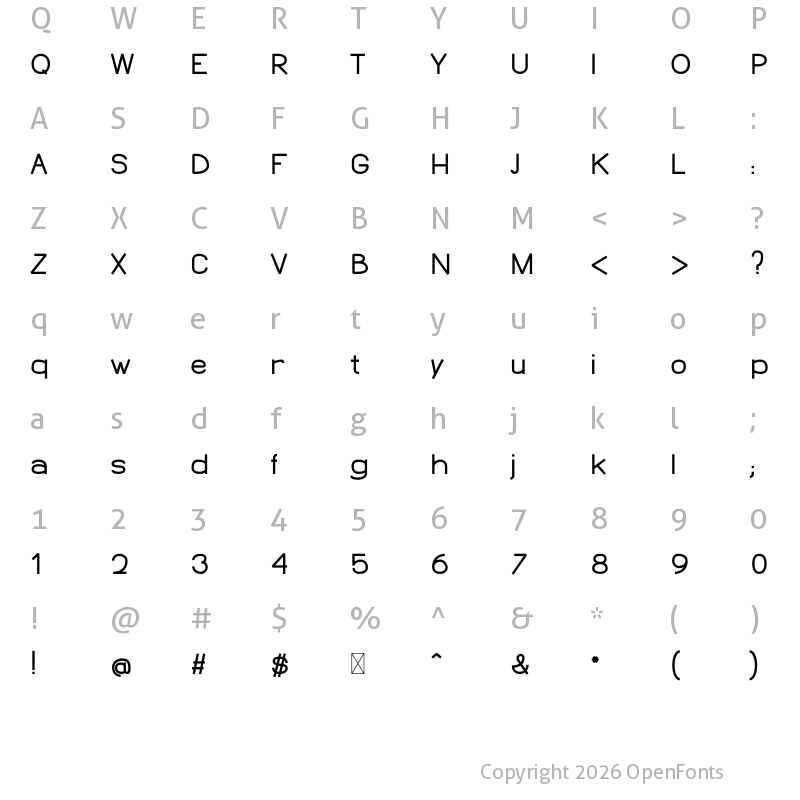 Character Map of SP Butch Lite Bold
