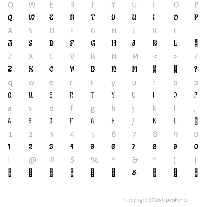 Character Map of SP GELASKY_DEMO Regular