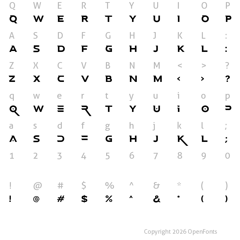 Character Map of Space Boards DEMO Regular