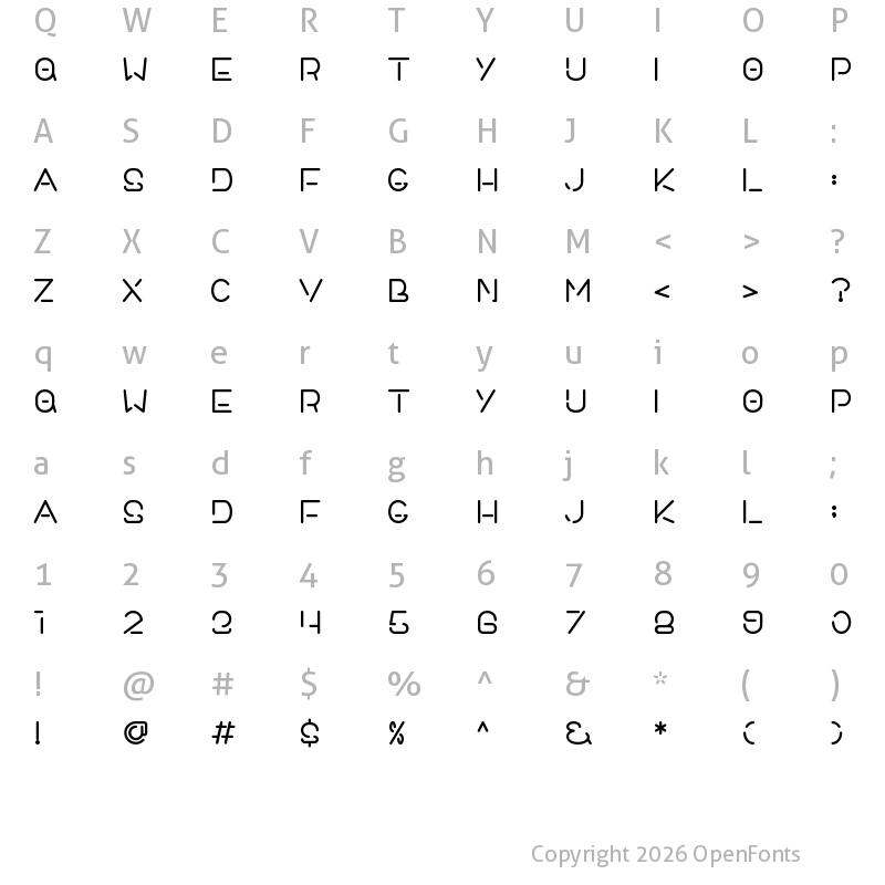 Character Map of Space Impact Regular