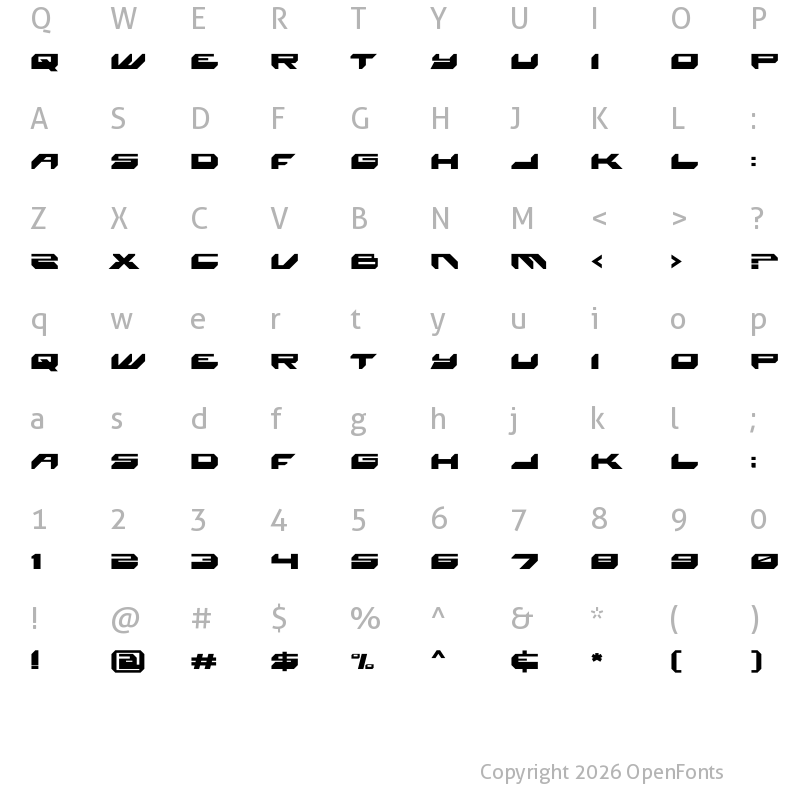 Character Map of Space Monkey Bold