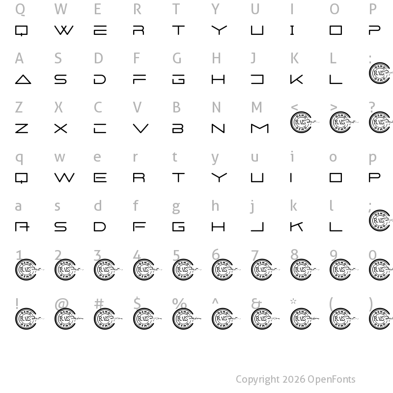 Character Map of Space Power Demo Regular