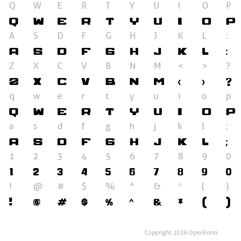 Character Map of SPACE Regular