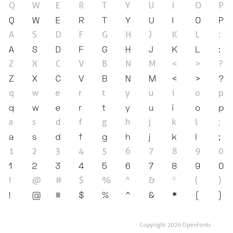 Character Map of Space Text Light