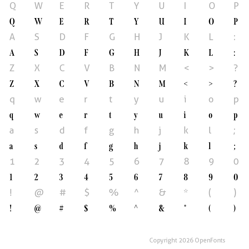 Character Map of Span Compressed Bold