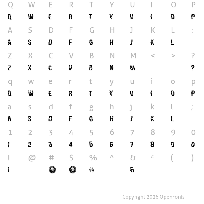 Character Map of SPANISH APOCALYPSE Regular