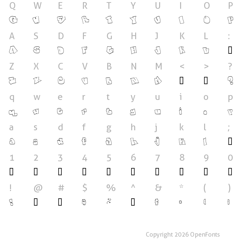 Character Map of spanky  20 second version Regular