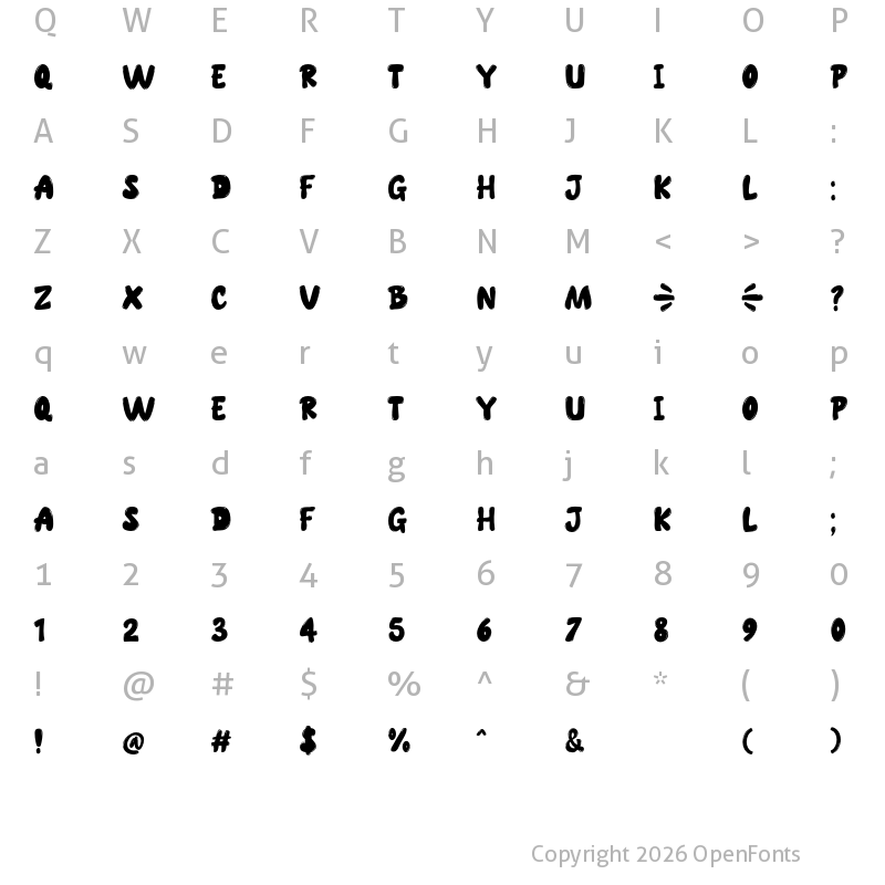 Character Map of SPARK BUBBLE Regular