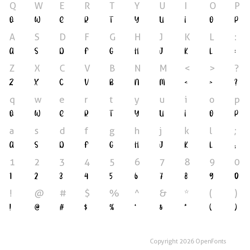 Character Map of Sparkling Regular