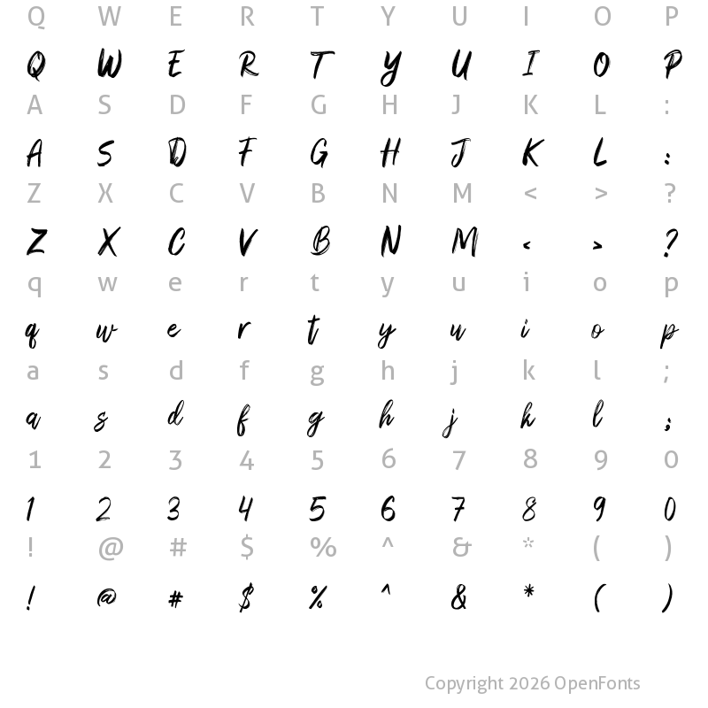 Character Map of Sparose Reguler
