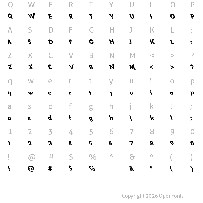 Character Map of sparrow (sRB) Regular