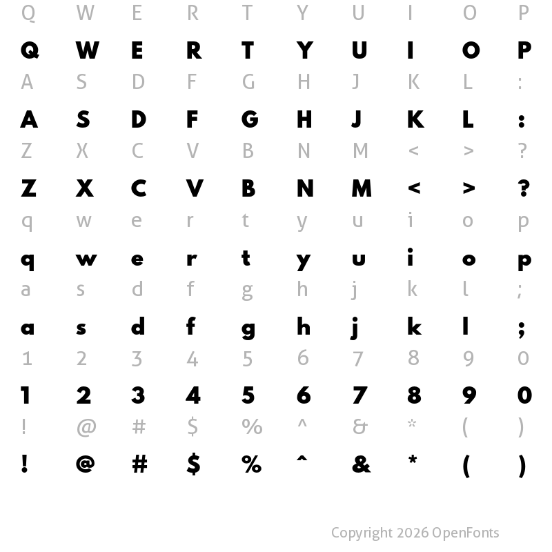 Character Map of Spartan MB Black
