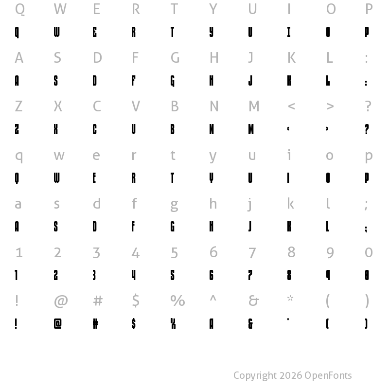Character Map of Special Agent Condensed Regular