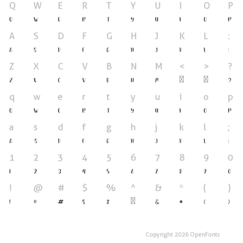 Character Map of Spicy Hamburger Regular