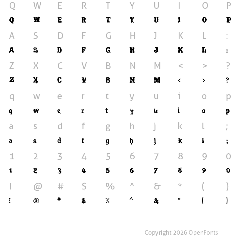 Character Map of Spirits Regular