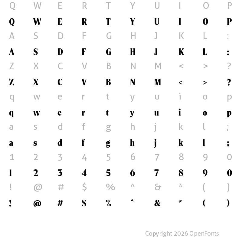 Character Map of Spirits Sharp Medium