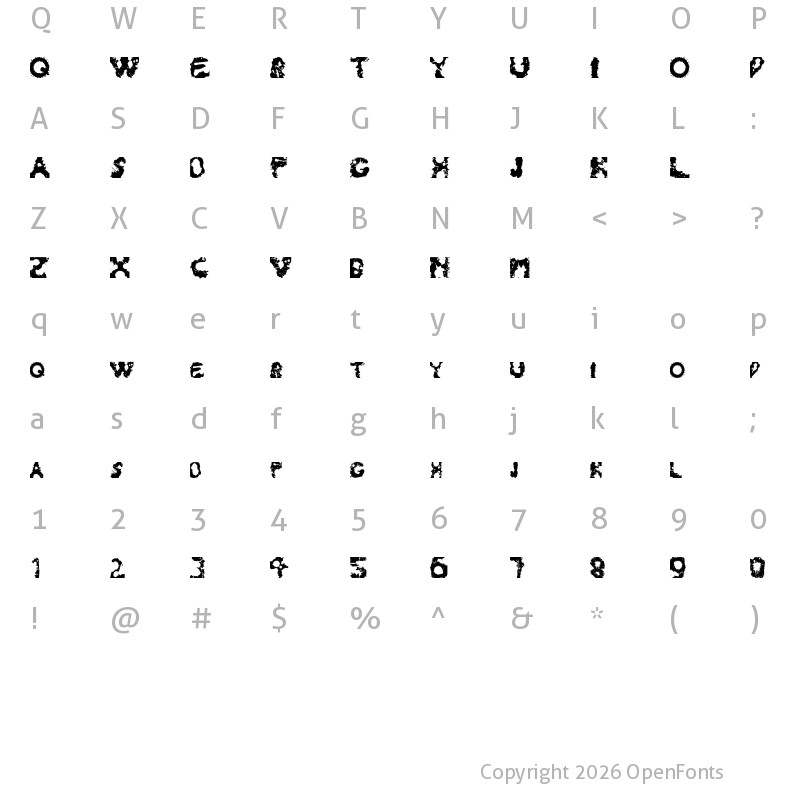 Character Map of Splash 180 Regular