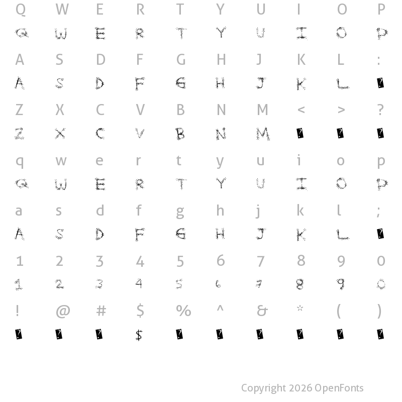 Character Map of SplatterFuntime Regular