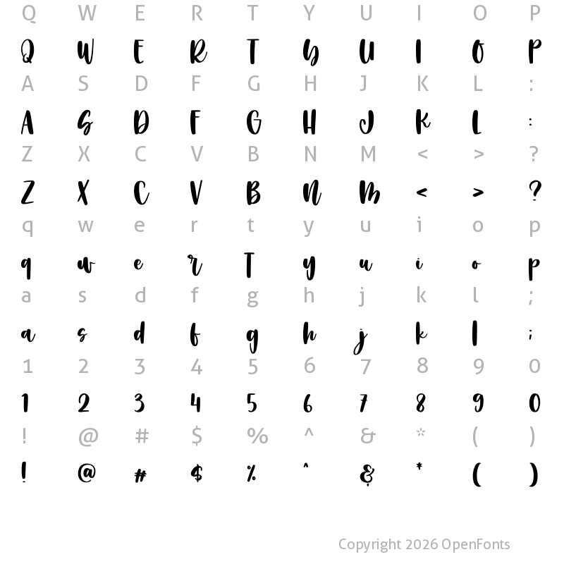 Character Map of Splatters Regular