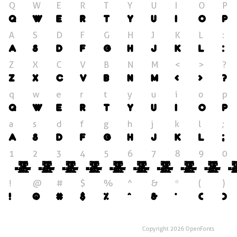 Character Map of Spongy PERSONAL USE ONLY Bold