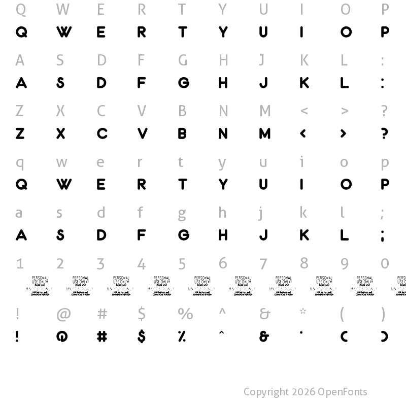 Character Map of Spongy PERSONAL USE ONLY Thin