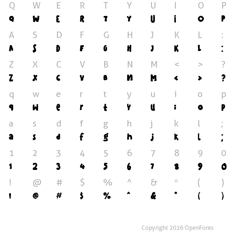 Character Map of Spooky Lucky Solid Regular