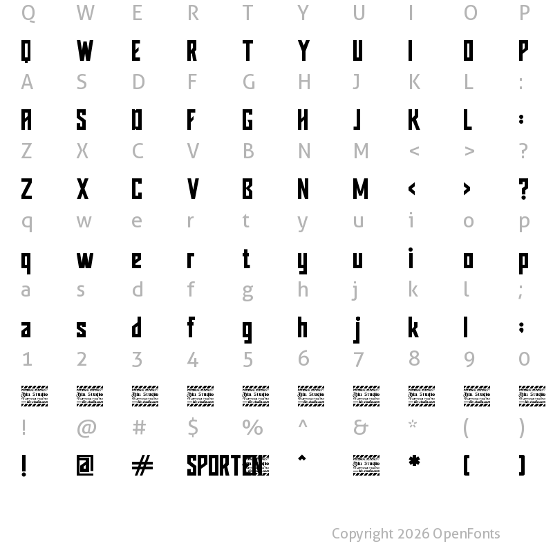 Character Map of Sporten Personal Use Regular